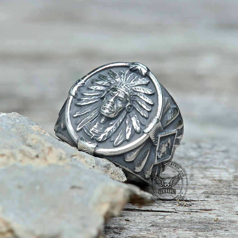 10013-indian-chief-feather-stainless-steel-ring-3.jpg Indian Chief Feather Stainless Steel Ring