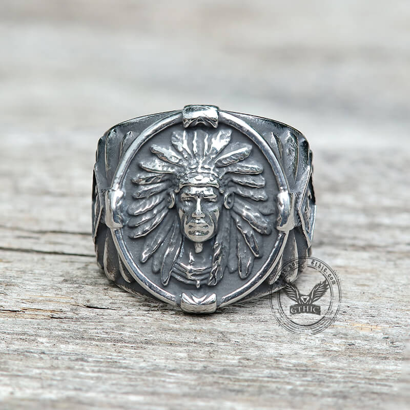 10013-indian-chief-feather-stainless-steel-ring-4.jpg Indian Chief Feather Stainless Steel Ring