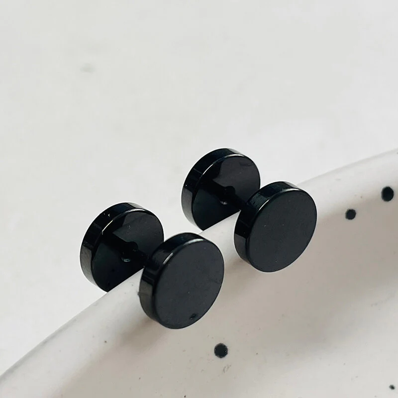 10329-black-black-variation-1.webp Simple Great Wall Pattern Stainless Steel Stud Earrings