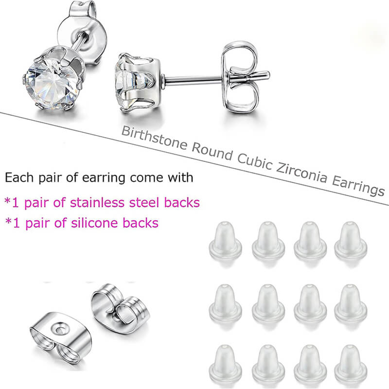 10392-birthstone-zirconia-stainless-steel-stud-earrings-18.jpg Birthstone Zirconia Stainless Steel Stud Earrings