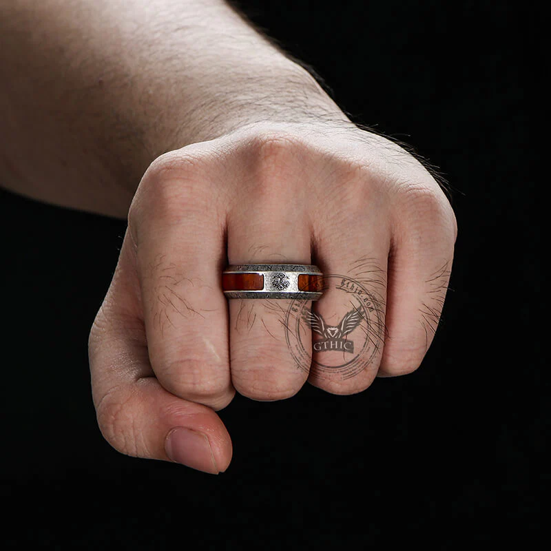 Viking Tree Of Life Stainless Steel Wood Ring