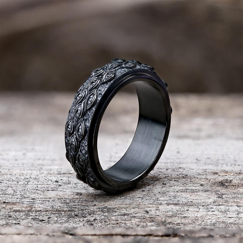 Stylish Evil Eye Stainless Steel Spinner Ring