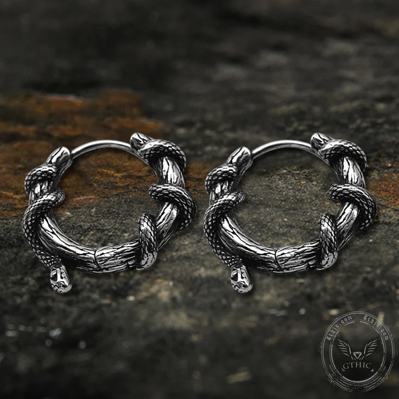 10527-snake-entwined-vines-stainless-steel-hoop-earrings-3.webp Snake Entwined Vines Stainless Steel Hoop Earrings