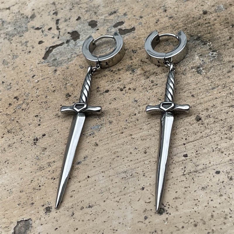 10539-dangle-sword-stainless-steel-hoop-earrings-1.jpg Dangle Sword Stainless Steel Hoop Earrings