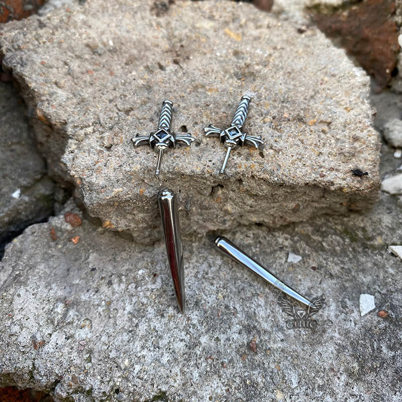 Dagger Sword Stainless Steel Stud Earrings