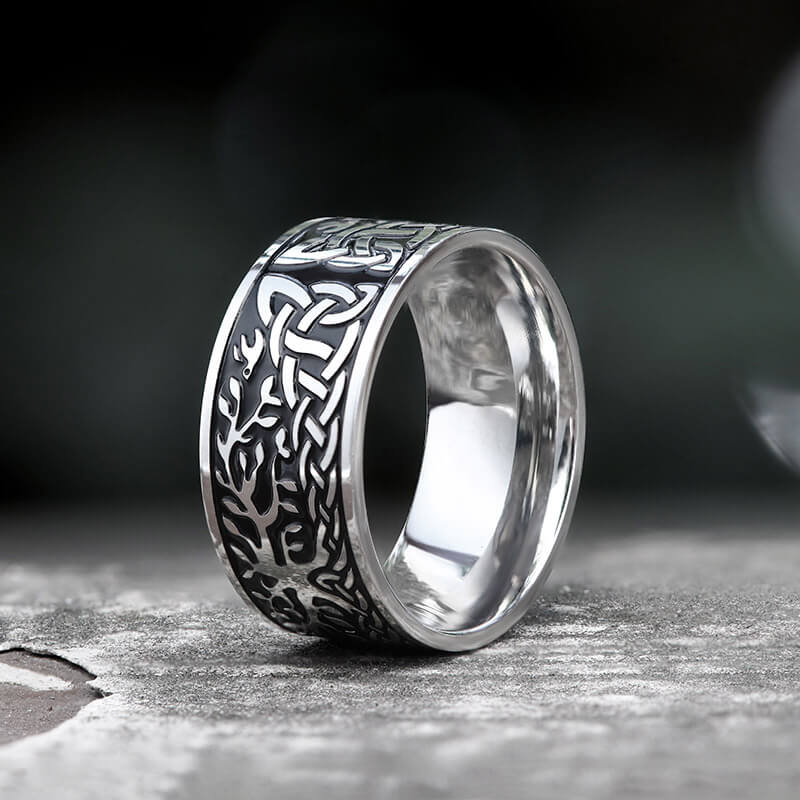 10556-tree-of-life-design-stainless-steel-viking-ring-1.jpg Tree Of Life Design Stainless Steel Viking Ring