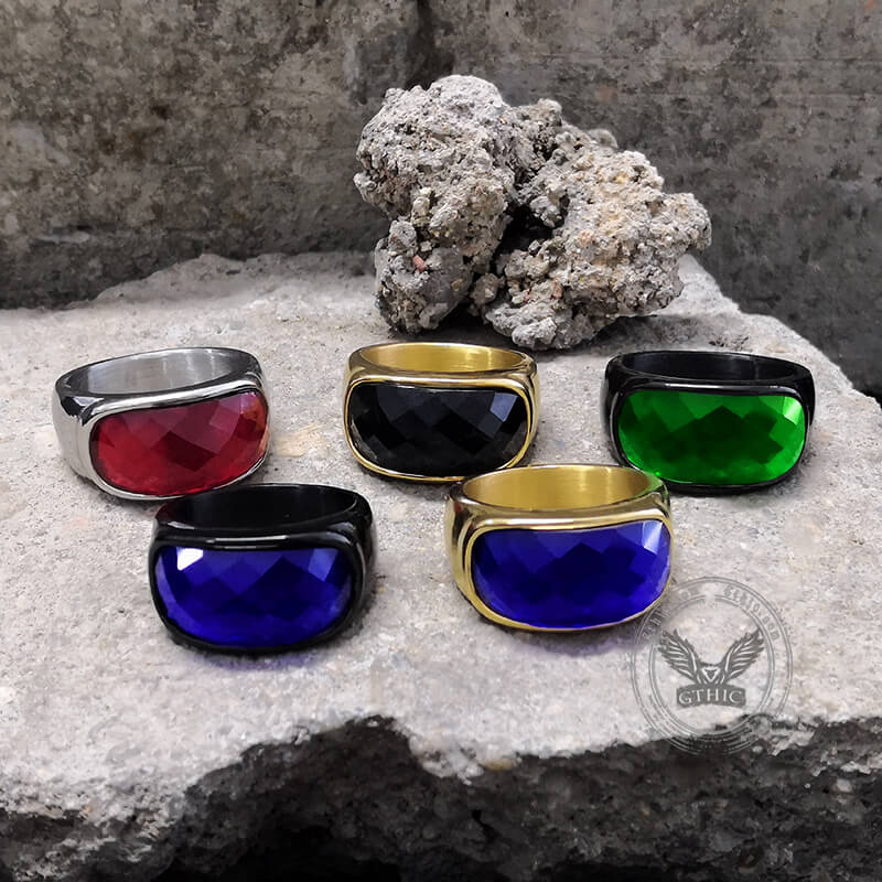 Gem Set Stainless Steel Minimalism Ring