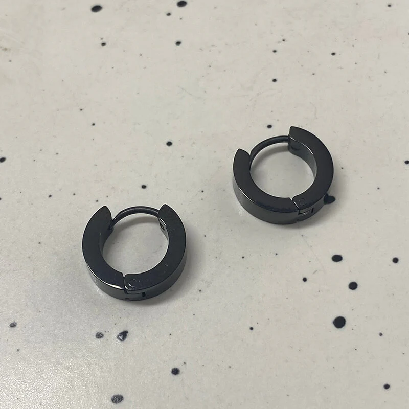 Minimalist Solid Color Stainless Steel Huggie Earrings