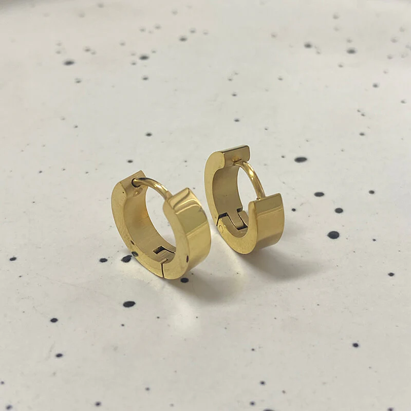 Minimalist Solid Color Stainless Steel Huggie Earrings