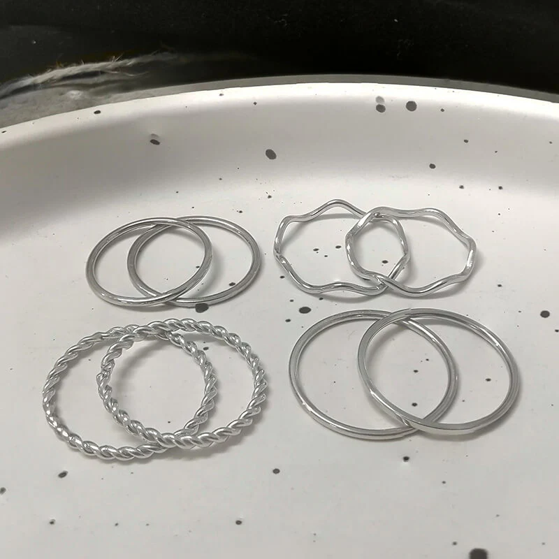 8 Pieces Stainless Steel Minimalist Ring Set
