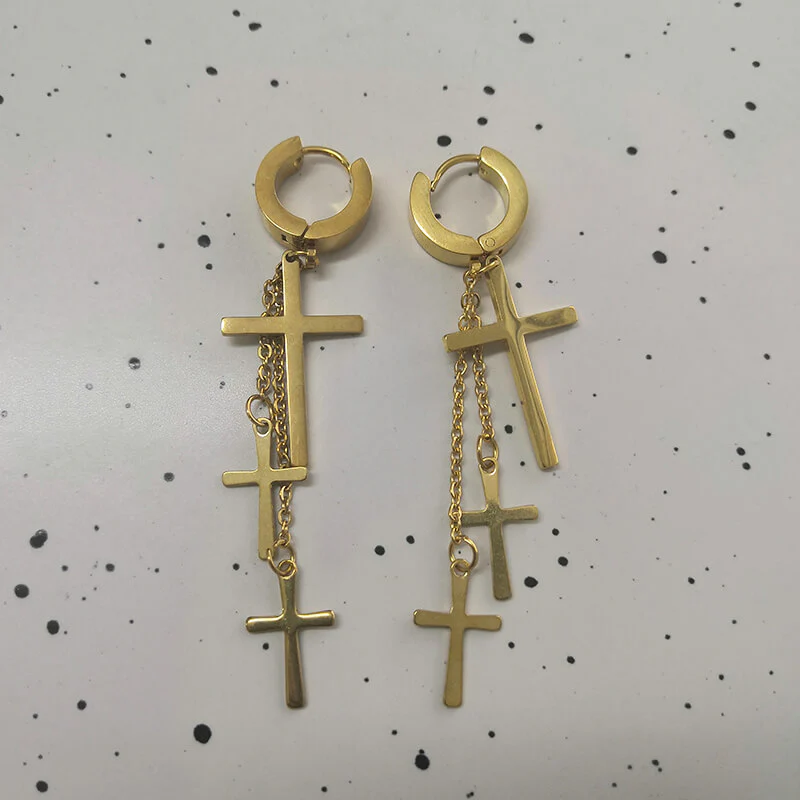 10865-gold-cross-stainless-steel-hoop-earrings-3.webp Gold Cross Stainless Steel Hoop Earrings