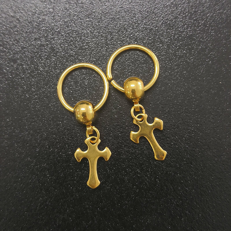 10865-gold-cross-stainless-steel-hoop-earrings-8.jpg Gold Cross Stainless Steel Hoop Earrings