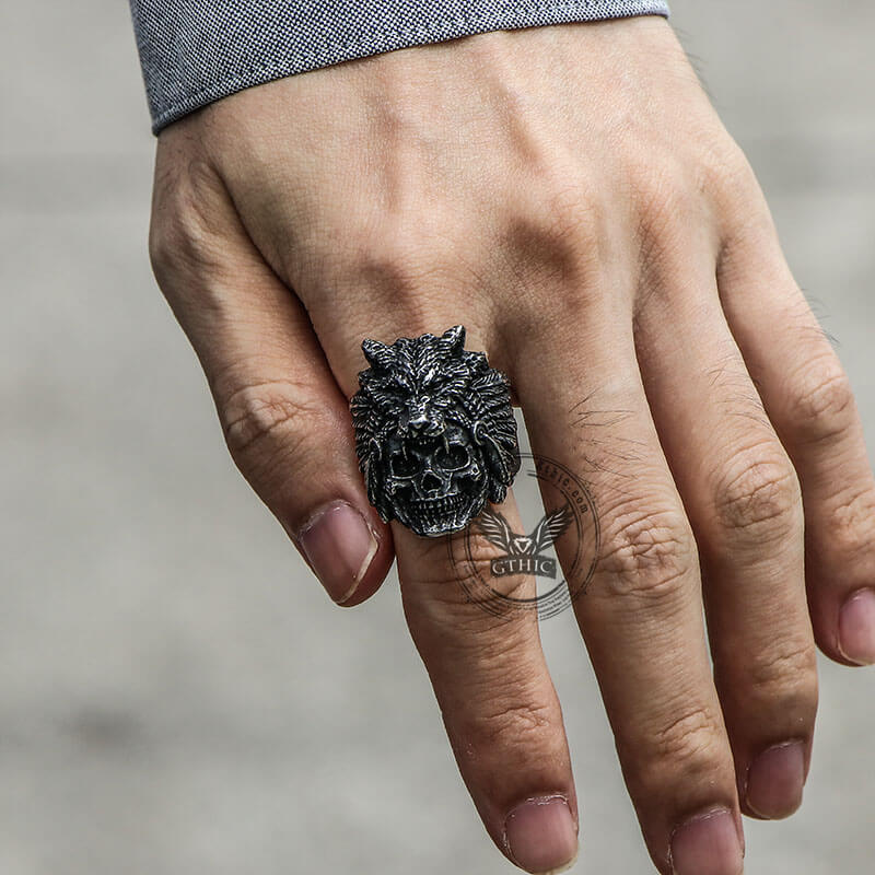 10928-wolf-head-stainless-steel-skull-ring-2.jpg Wolf Head Stainless Steel Skull Ring