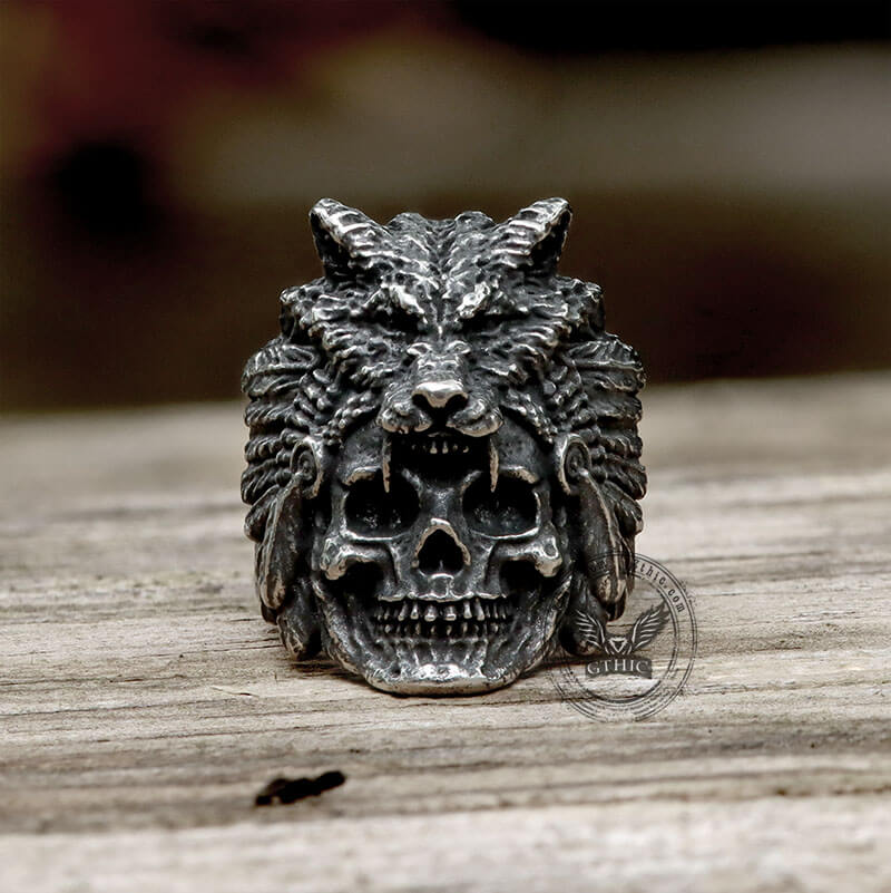 10928-wolf-head-stainless-steel-skull-ring-3.jpg Wolf Head Stainless Steel Skull Ring