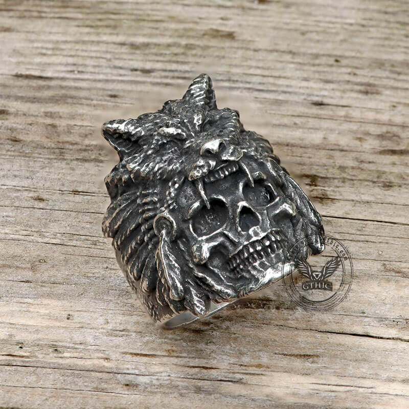 10928-wolf-head-stainless-steel-skull-ring-4.jpg Wolf Head Stainless Steel Skull Ring