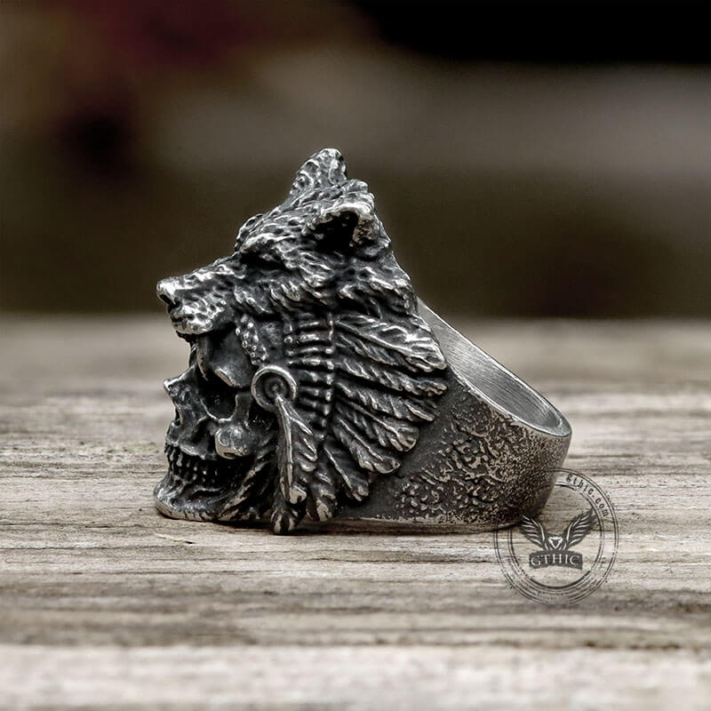 10928-wolf-head-stainless-steel-skull-ring-6.jpg Wolf Head Stainless Steel Skull Ring