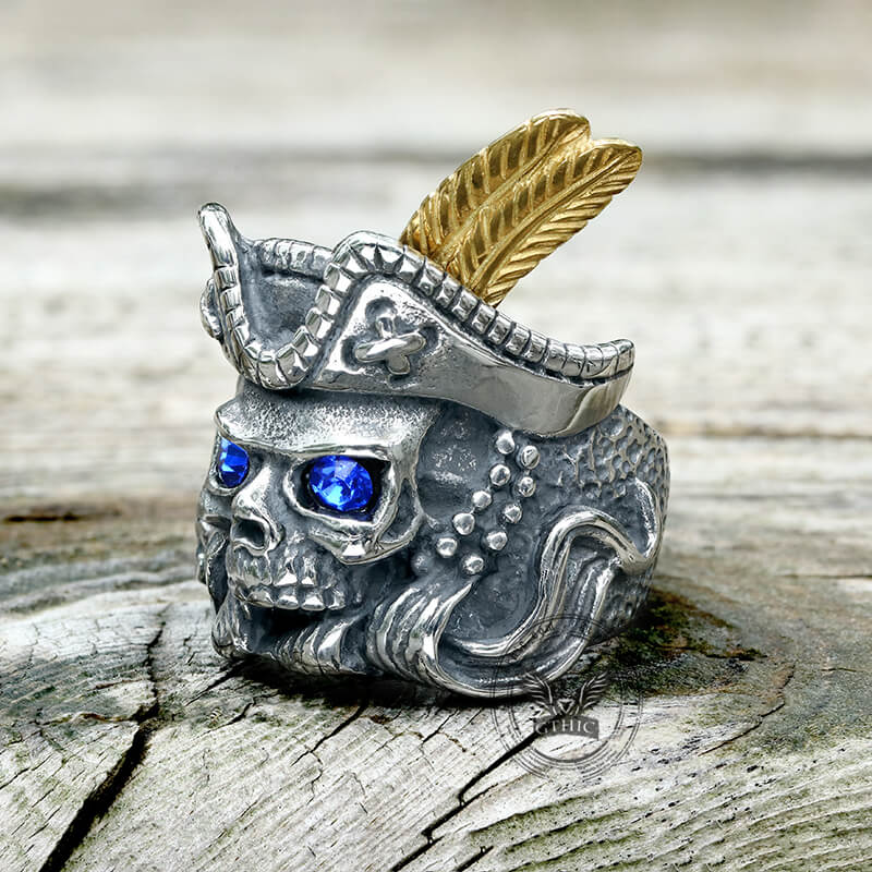 10973-feather-hat-pirate-stainless-steel-ring-3.jpg Feather Hat Pirate Stainless Steel Ring
