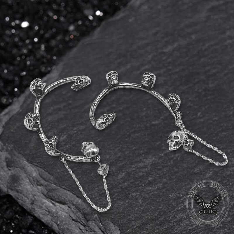 11094-skull-heads-stainless-steel-ear-cuffs-chain-earrings-7.jpg Skull Heads Stainless Steel Ear Cuffs Chain Earrings