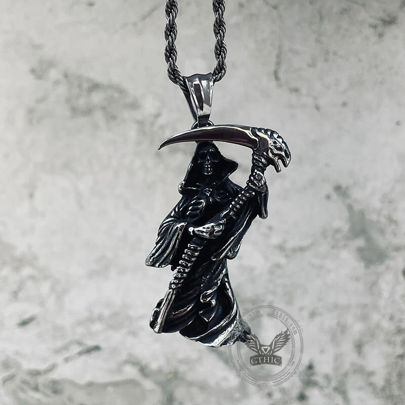 Grim Reaper Scythe Stainless Steel Pendant