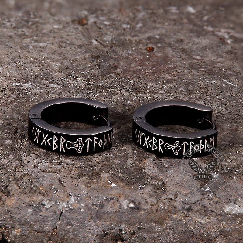 11207-viking-runes-stainless-steel-huggie-earrings-13.jpg Viking Runes Stainless Steel Huggie Earrings