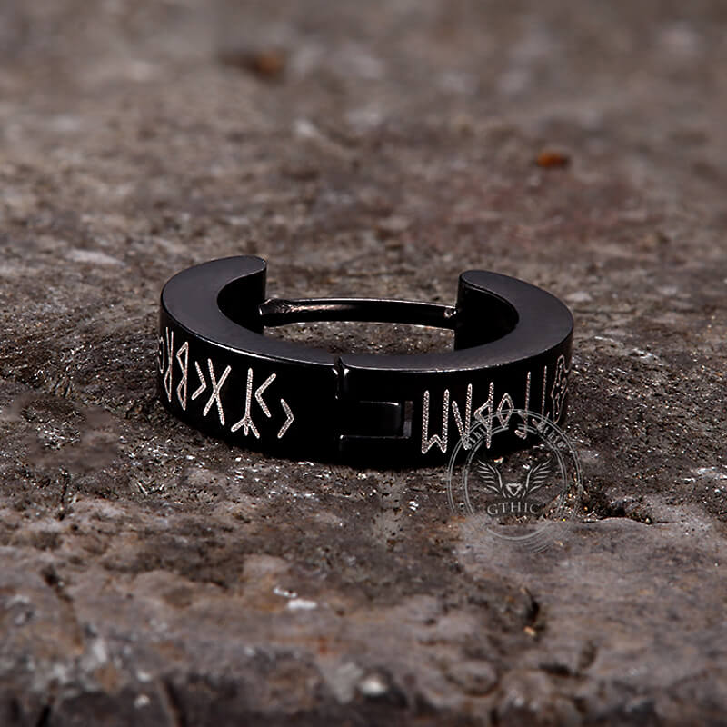 11207-viking-runes-stainless-steel-huggie-earrings-15.jpg Viking Runes Stainless Steel Huggie Earrings