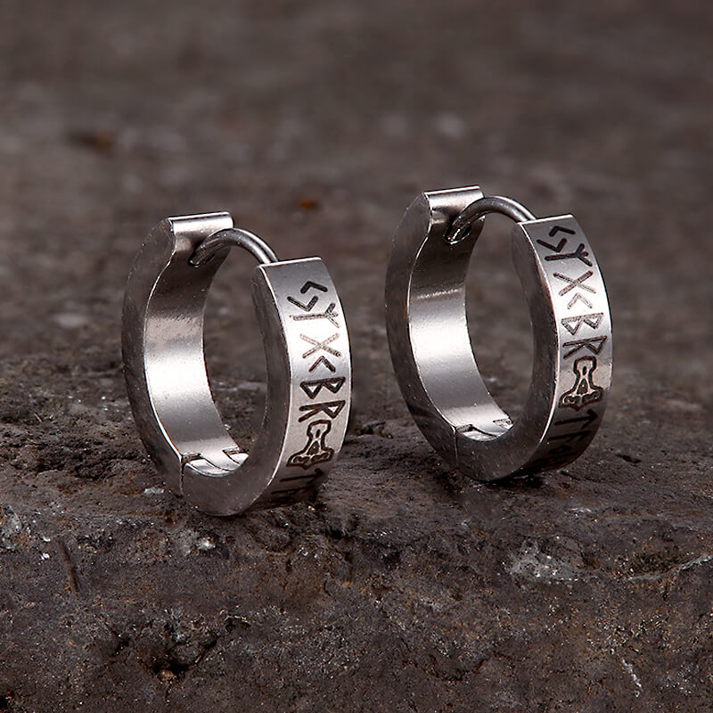 11207-viking-runes-stainless-steel-huggie-earrings-7.jpg Viking Runes Stainless Steel Huggie Earrings