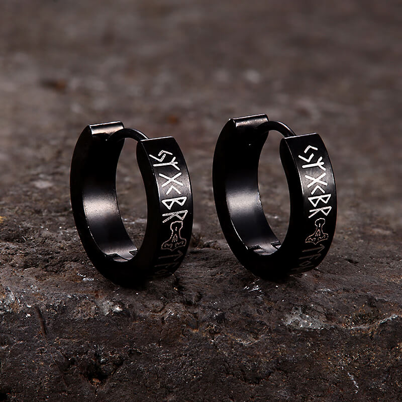11207-viking-runes-stainless-steel-huggie-earrings-8.jpg Viking Runes Stainless Steel Huggie Earrings