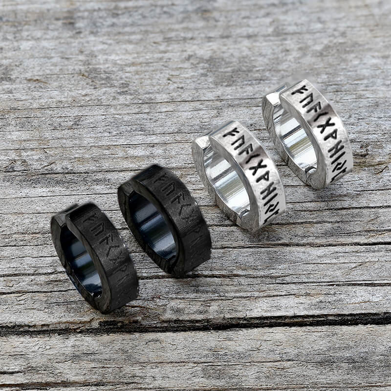 Nordic Viking Runes Stainless Steel Earrings