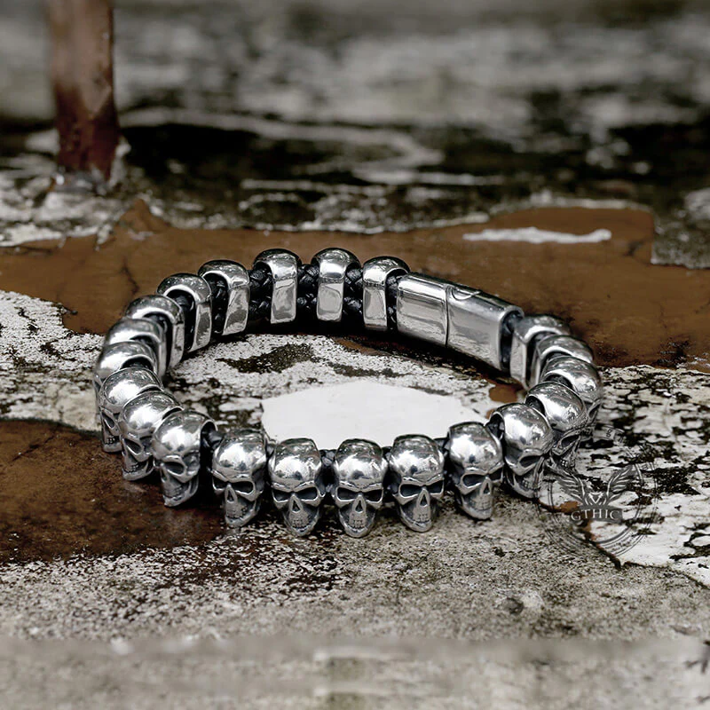11265-surrounded-skulls-stainless-steel-bracelet-5.webp Surrounded Skulls Stainless Steel Bracelet