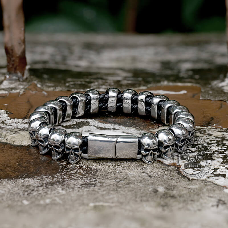 11265-surrounded-skulls-stainless-steel-bracelet-7.jpg Surrounded Skulls Stainless Steel Bracelet