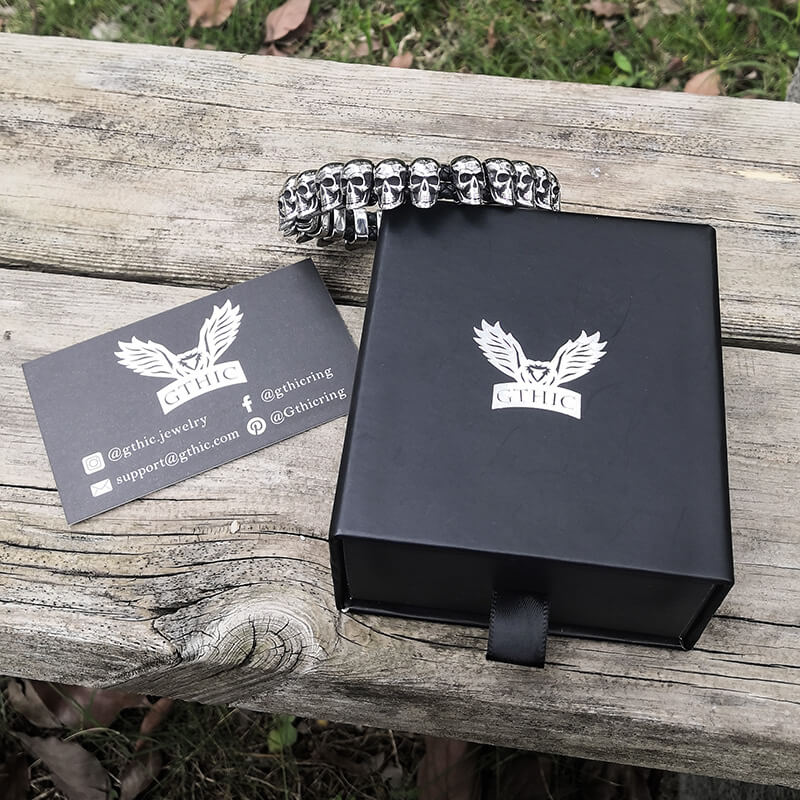 11265-surrounded-skulls-stainless-steel-bracelet-8.jpg Surrounded Skulls Stainless Steel Bracelet
