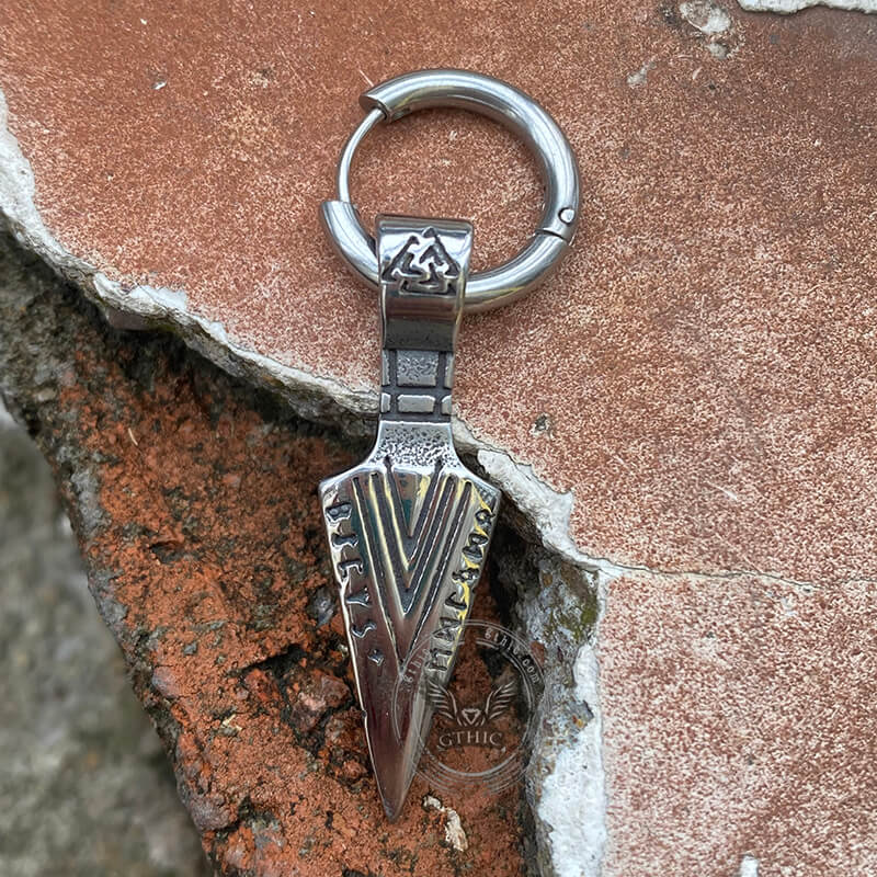 11278-viking-spear-head-valknut-stainless-steel-earrings-6.jpg Viking Spear Head Valknut Stainless Steel Earrings