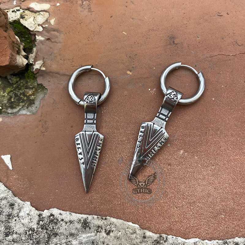 11278-viking-spear-head-valknut-stainless-steel-earrings-7.jpg Viking Spear Head Valknut Stainless Steel Earrings