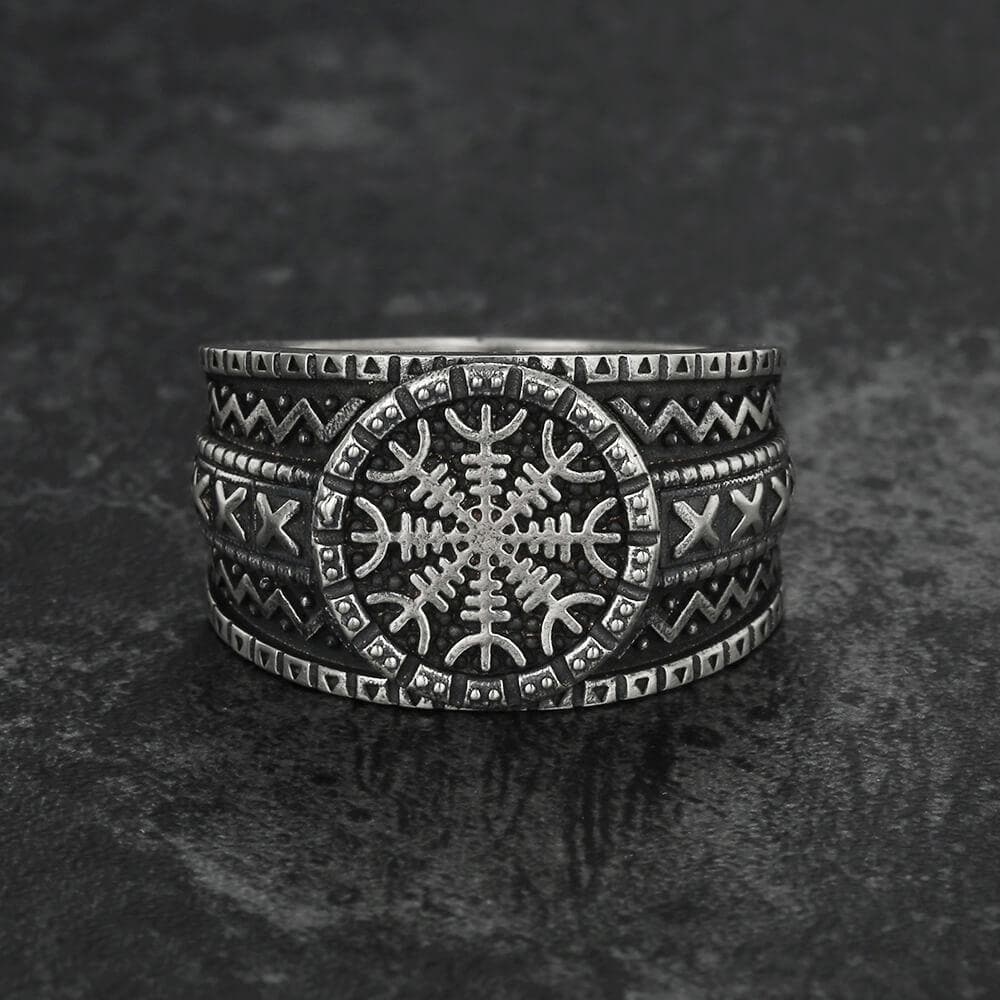 Norse Helm of Awe "Aegishjalmr" Sterling Silver Viking Ring
