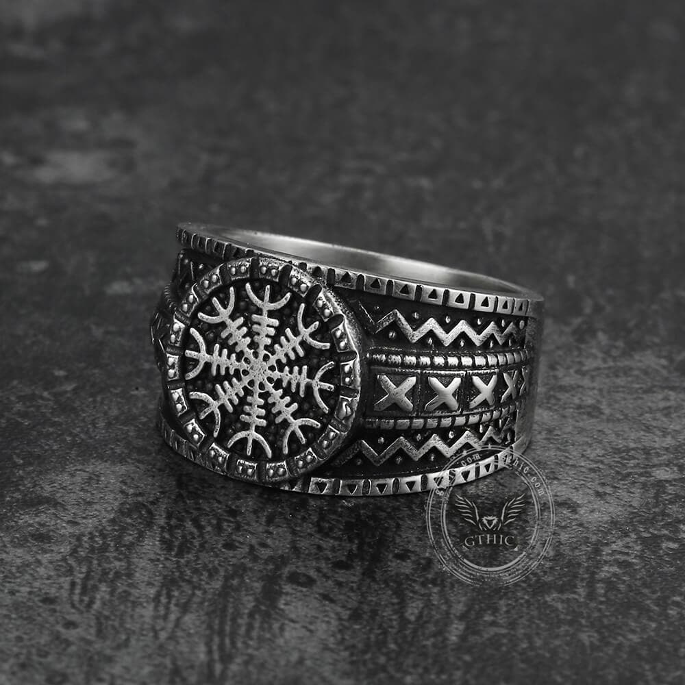 Norse Helm of Awe "Aegishjalmr" Sterling Silver Viking Ring