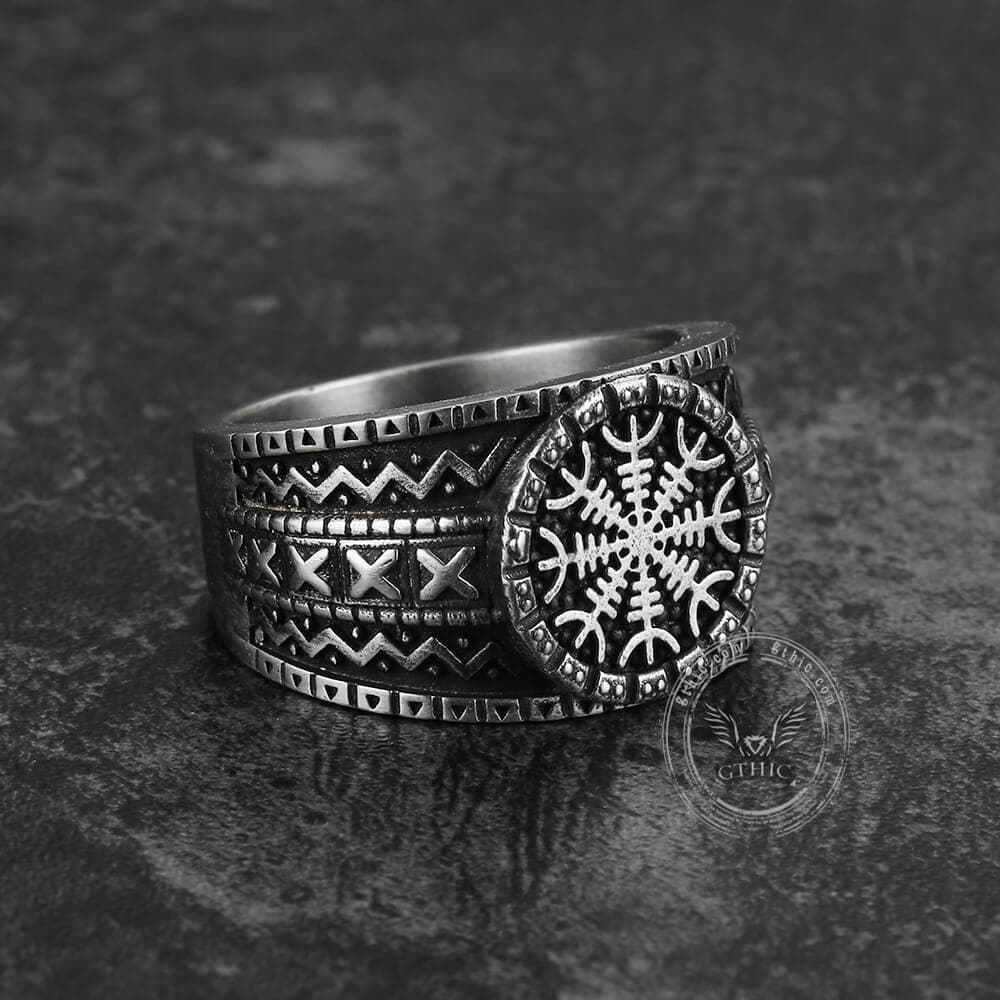 Norse Helm of Awe "Aegishjalmr" Sterling Silver Viking Ring