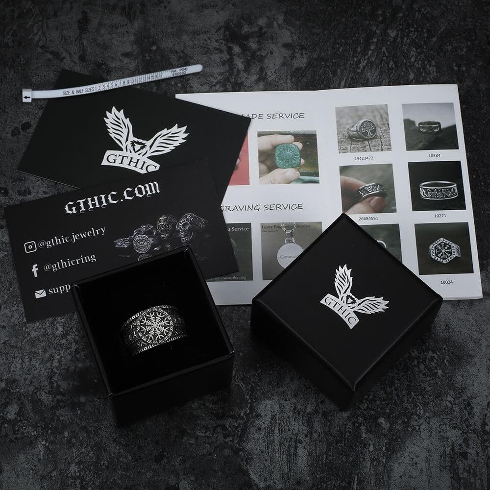 Norse Helm of Awe "Aegishjalmr" Sterling Silver Viking Ring