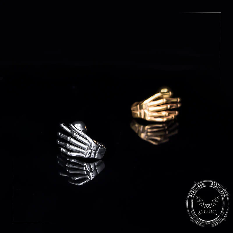 Skull Hand Stainless Steel Piercing Earrings