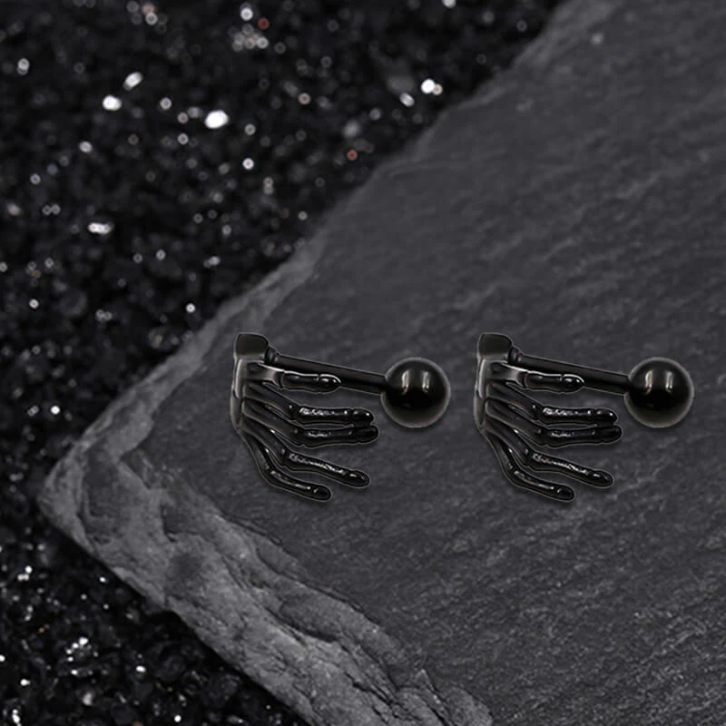 Skull Hand Stainless Steel Piercing Earrings