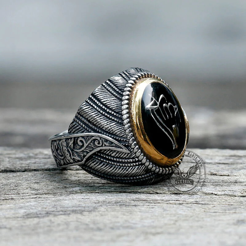 11385-vintage-epoxy-embossed-stainless-steel-ring-6.webp Vintage Epoxy Embossed Stainless Steel Ring