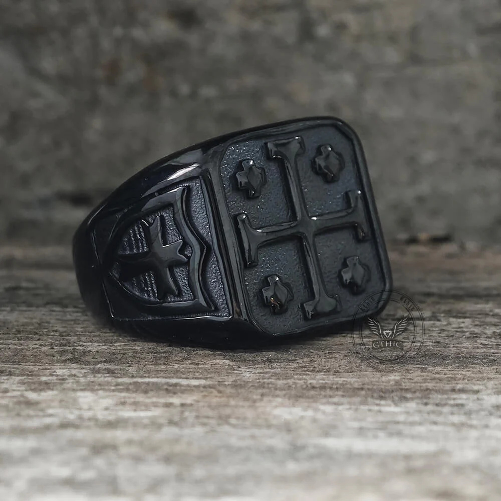 Vintage Jerusalem Cross Stainless Steel Christian Ring