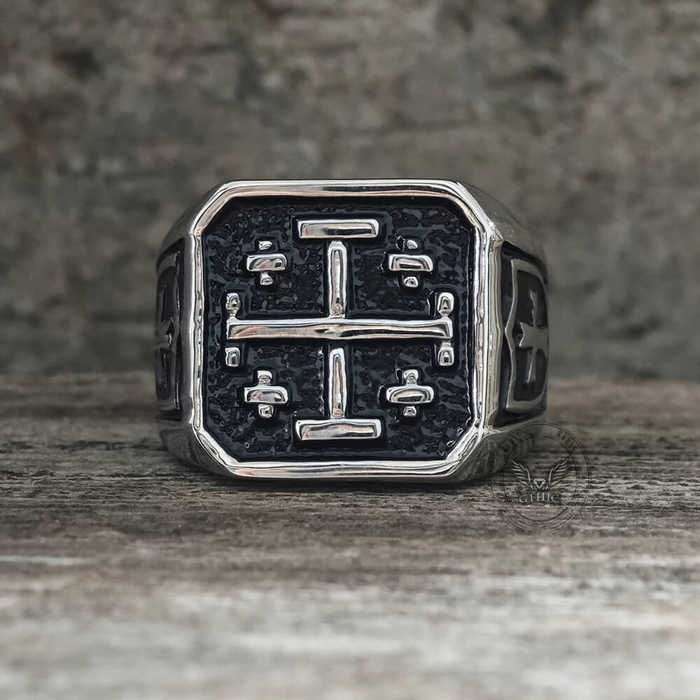 Vintage Jerusalem Cross Stainless Steel Christian Ring