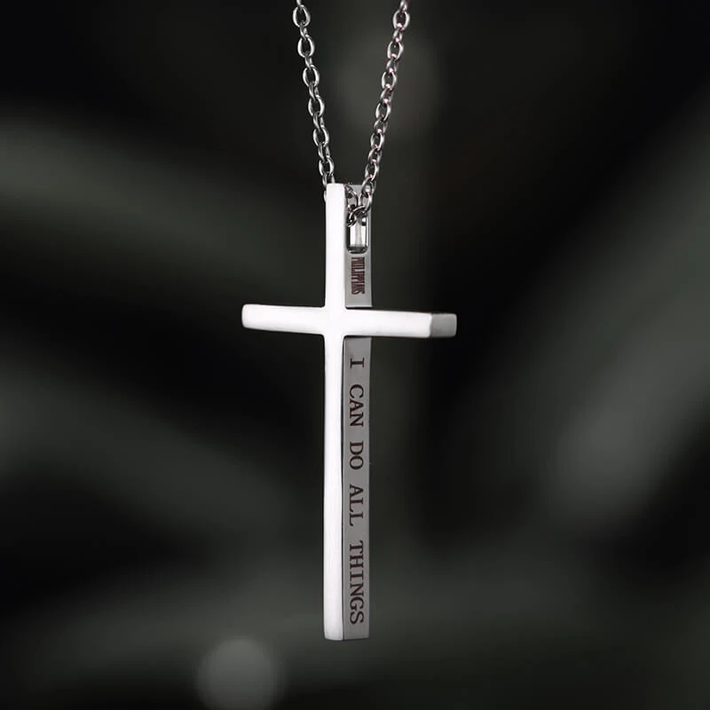 I Can Do All Things Stainless Steel Cross Pendant