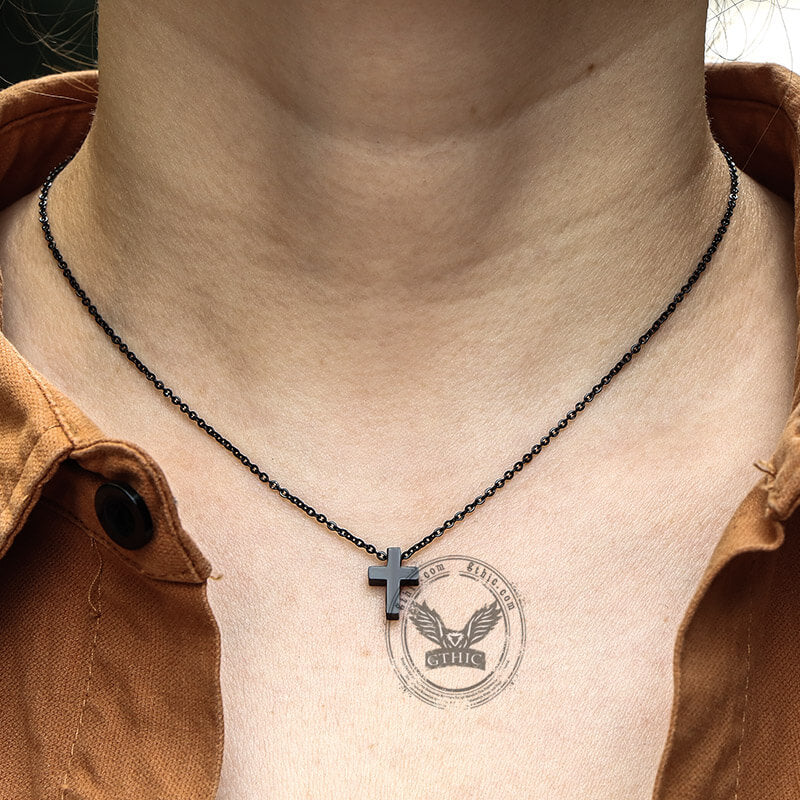 GTHIC Minimalist Cross Stainless Steel Charms Necklace