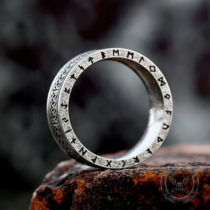Retro Runes Celtic Knot Stainless Steel Ring