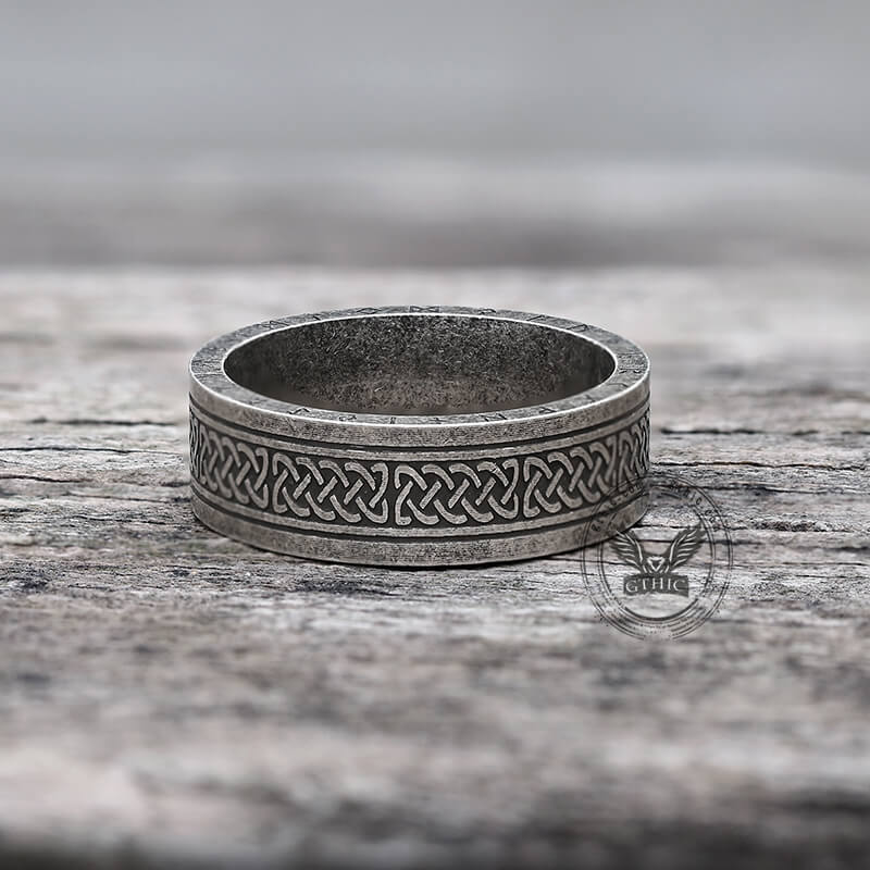 Retro Runes Celtic Knot Stainless Steel Ring