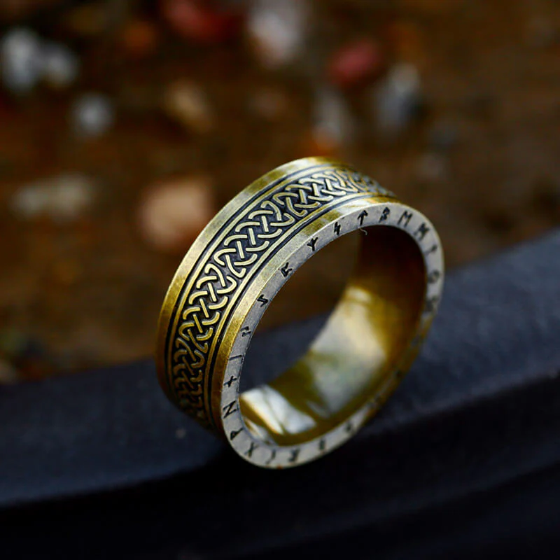 Retro Runes Celtic Knot Stainless Steel Ring