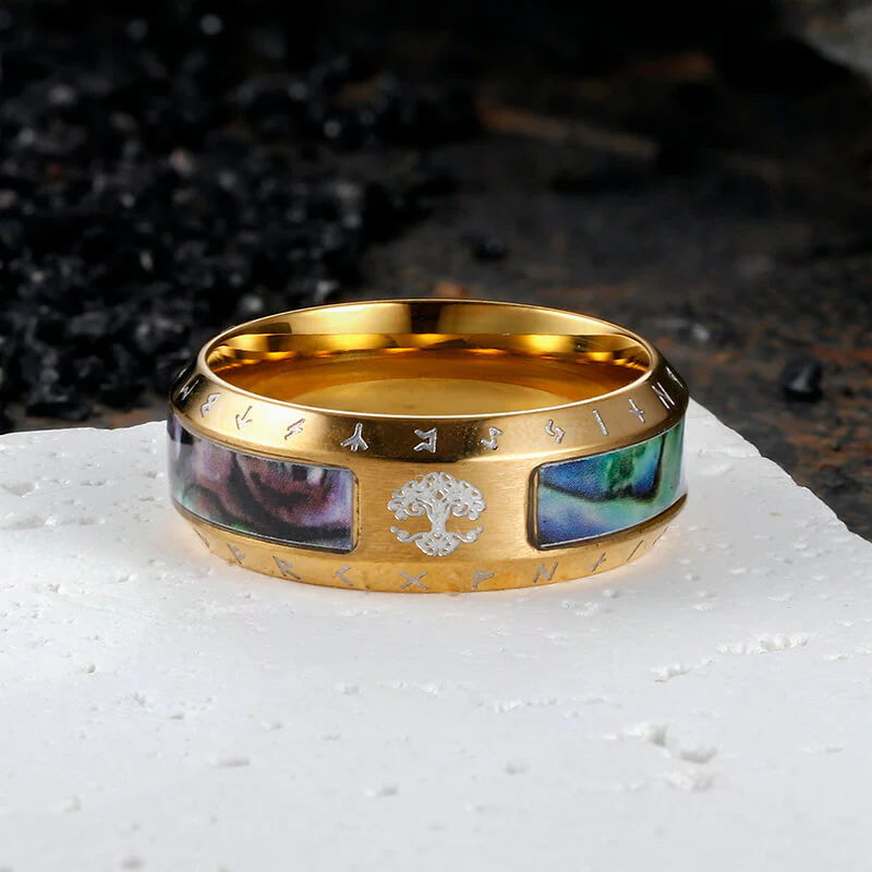 Tree Of Life Stainless Steel Shell Viking Ring