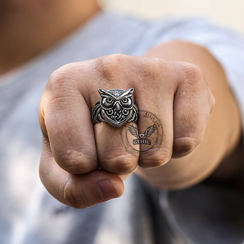 11518-wisdom-owl-stainless-steel-viking-ring-2.jpg Wisdom Owl Stainless Steel Viking Ring