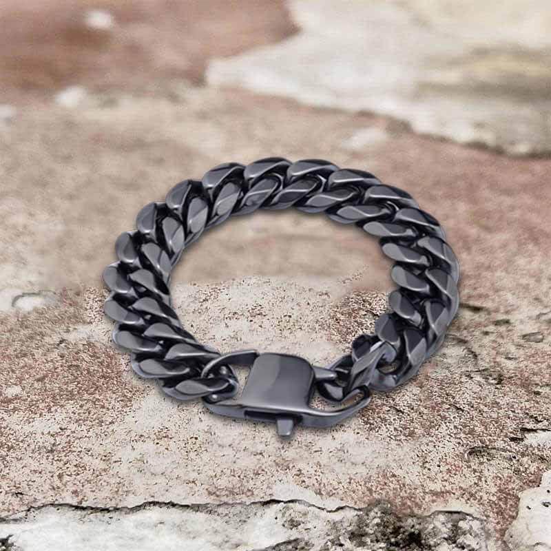 11581-black-20-cm-black-20-cm-variation-1.jpg Solid Color Cuban Link Chain Stainless Steel Bracelet